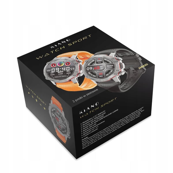 Kiano Watch Sport smartklocka svart herr med samtal och meny 2 armband ingår
