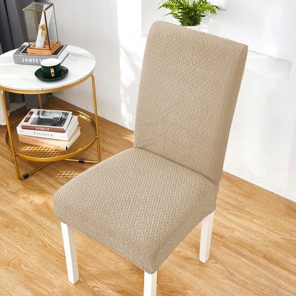 Beige elastiskt jacquard stolskydd