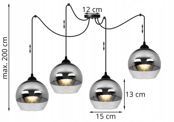 ELEGANT KROM LED-SPINDELHÄNGLAMPA