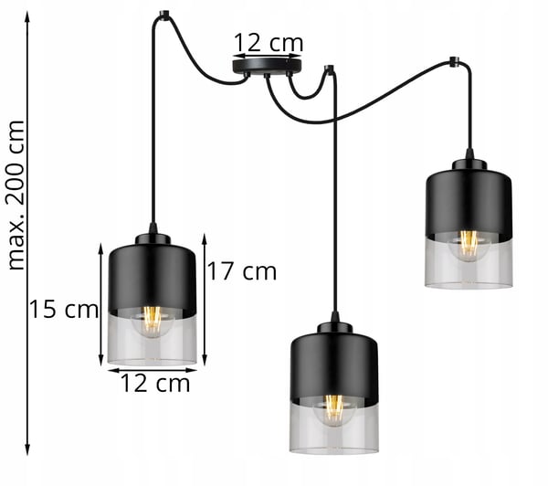 MODERNE LOFTHÆNGELAMPE I GLAS MED EDDEKRON