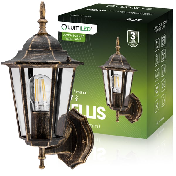 Puutarhaseinävalaisin E27 Ulkojulkisivulyhty Ylöspäin Patina BELLIS LUMILED Puutarhaseinävalaisin E27 Ulkojulkisivulyhty Ylöspäin Patina BELLIS LUMILED