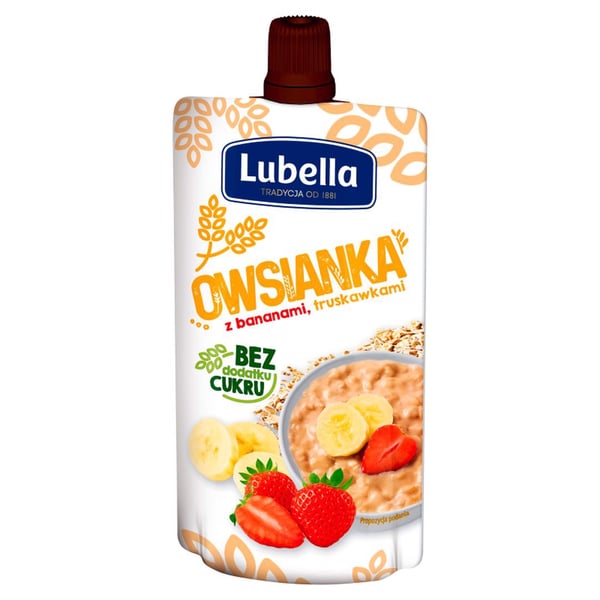 Lubella havregryn med bananer och jordgubbar 100 g