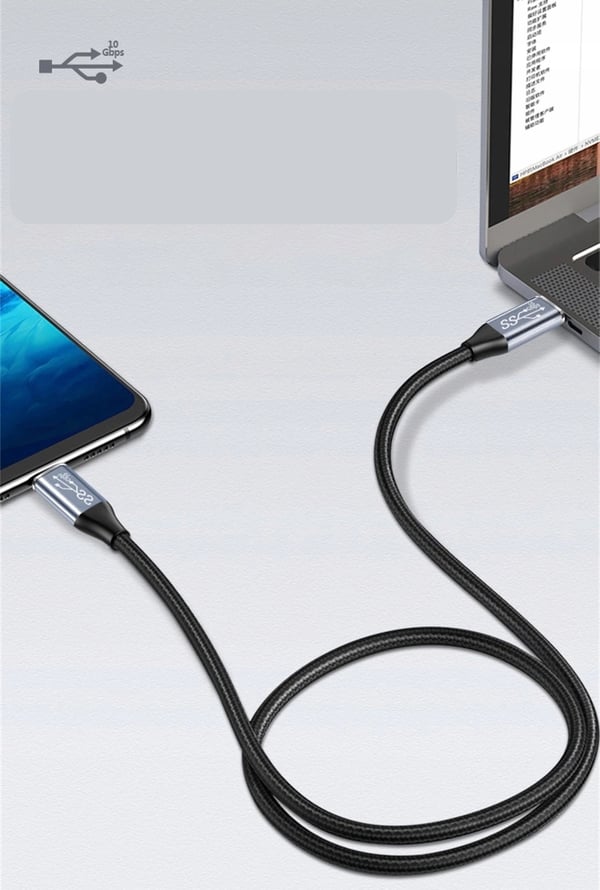 USB C 3.1 Thunderbolt 3 KABEL 100W 10 Gbps 4K 60Hz NYLONFLETKABEL 2M