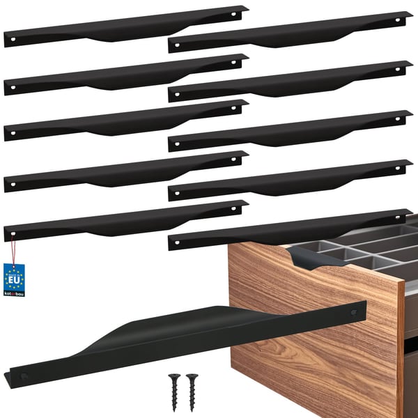 KOTARBAU® møbelgreb med moderne kant, aluminium, matsortaluminium, 256/276 mm, 10 stk.