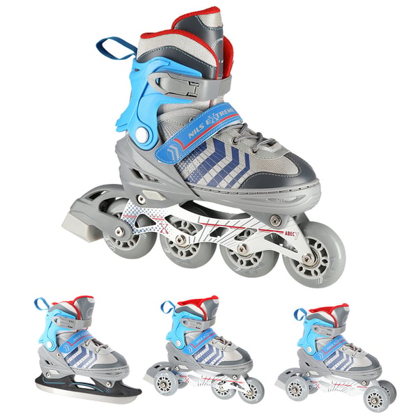 NH18192 4i1 grå-blå inline skøjter med hockeywheel NILS EXTREME NH18192 4i1 grå-blå inline skøjter med hockeywheel NILS EXTREME - 5907695591835