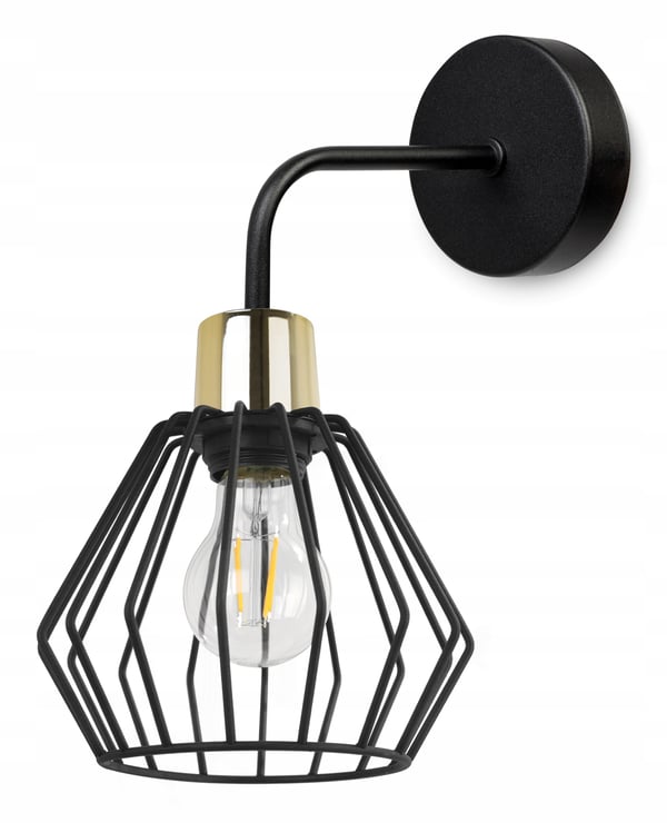 VÆGLAMPE, FIRKANTET LAMPE, METALLAMPE, TRÅD, LED