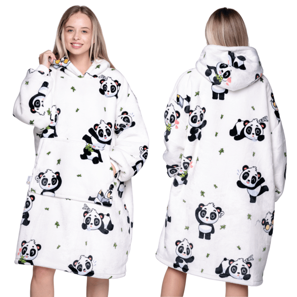 Huopapaita Ylisuuri lämmin Paksu huopapaita 2in1XXL panda valkoinen pörröinen [KB-W5]