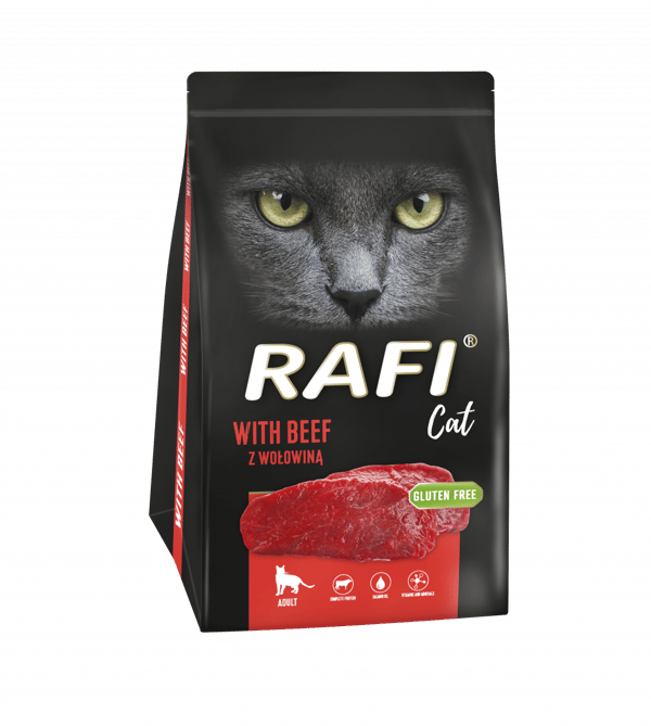 Rafi torrfoder för katter med nötkött 1,5 kg