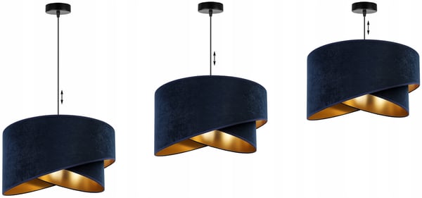 HÆNGENDE LAMPE LOFTSKRONE GYLDEN FLØJLSSKÆRM