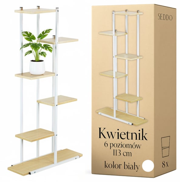 Kukkateline, kukkateline, metallinen hylly, moderni valkoinen