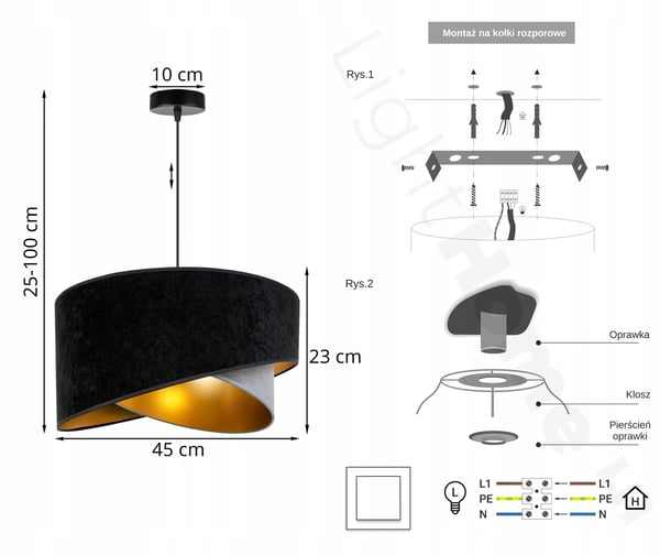 HÆNGENDE LAMPE LOFTSKRONE GYLDEN FLØJLSSKÆRM