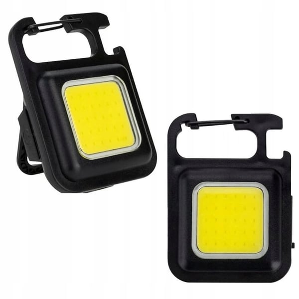 Ficklampa nyckelring LED mini USB uppladdningsbar svart med flasköppnare