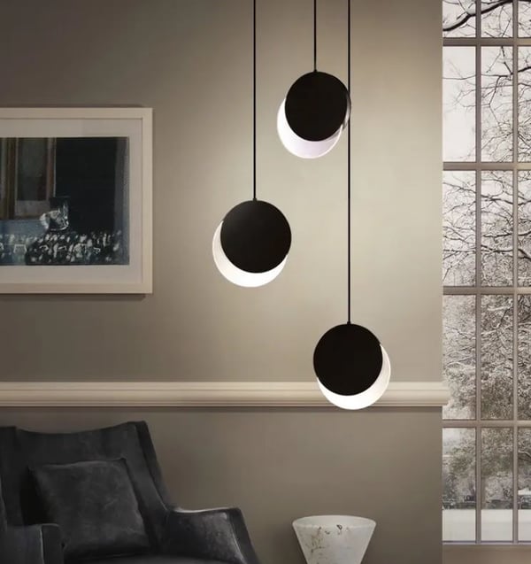 Loftlampe lysekrone LED hængende stue soveværelse sort loftsrum ring