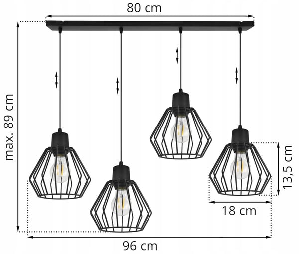 Hængelampe, loftslysekrone, trådskærm, LED