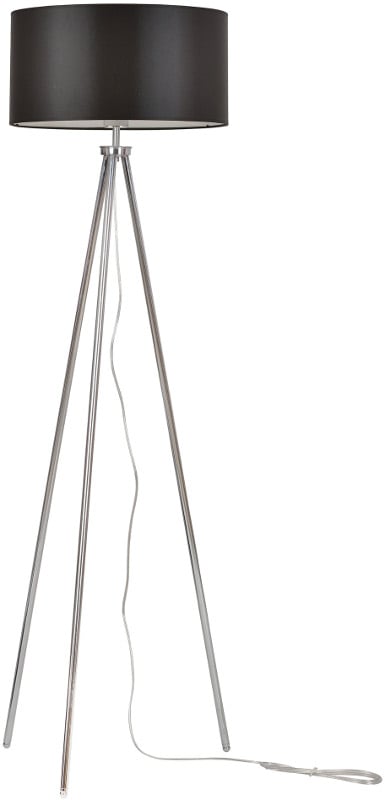 Gulvlampe, trebenet, krom, skærm, 40 cm