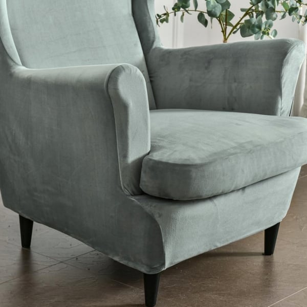 Wingback-tuolin päällinen, joustava, harmaa, helppo puhdistaa, sametti
