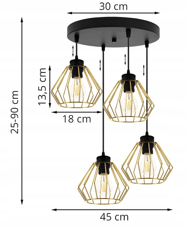 Lofthængende lampe med guld lysekrone i loftet Druciak