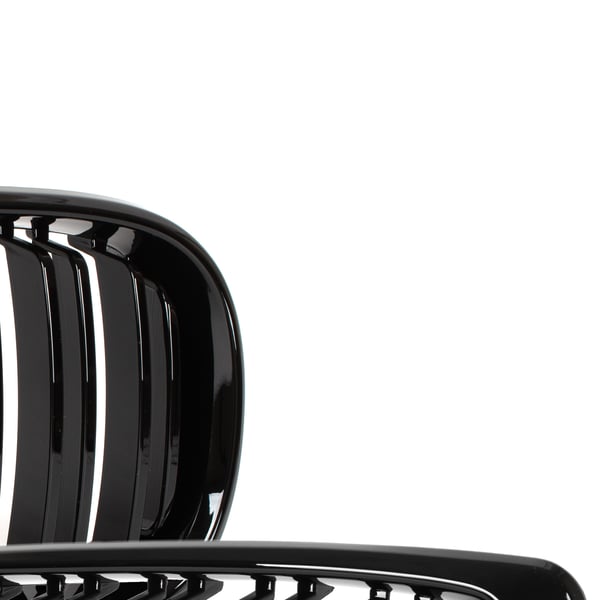 BMW 3 E46 FL 01-15 SEDAN / KOMBI gitter mellem forlygterne (nyrerne) venstre + højre sæt SORT GLOSSY DOBBELT BAR