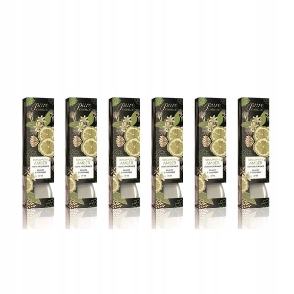 Pure Essence sæt med 6 duftdiffusere med bergamot og rav 25 ml