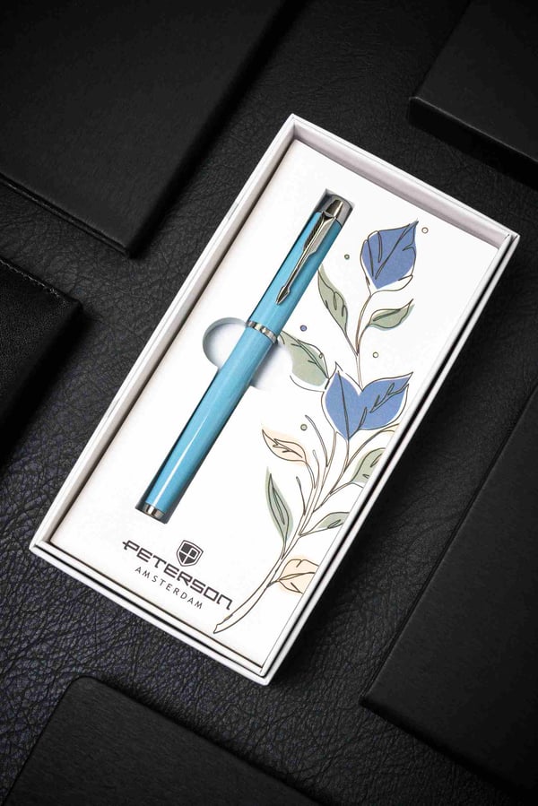 Pen i æske PTN 222-GB-8549 L.Blå-Sølv