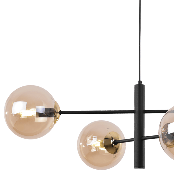 VICENZA SORT OG GULD HÆNGELAMPE 4 FLAD HONNINGLAMPE E14