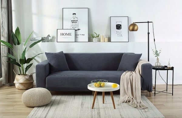 Sohvanpäällinen, 2-istuttava sohva, paksu harmaa