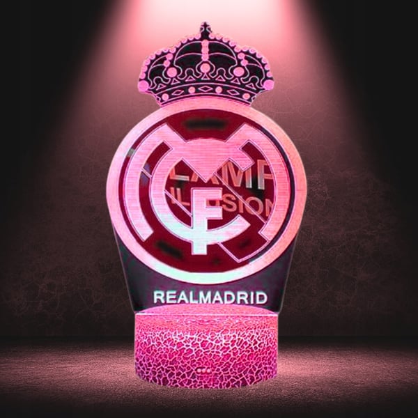 Nattlampa med Real Madrids vapensköld för barn, 16 LED-lampor, 3D + fjärrkontroll