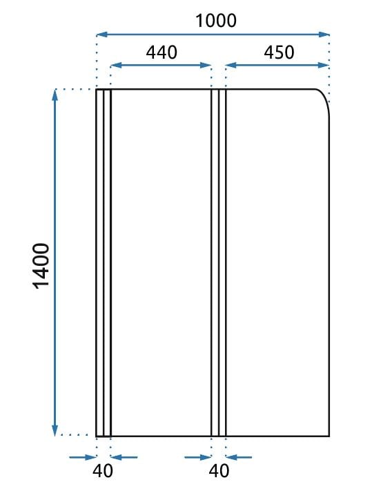 Rea 2-delt badekarsskærm 800x1400 Agat krom