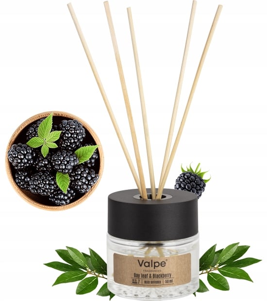 VALPE aromadiffuser med pinde laurbærblad - bjørnebær 50 ml