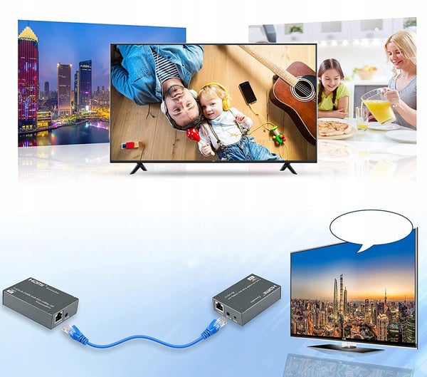 HDMI LAN-forlænger over parsnoet RJ45 60M IR-loopout-konverter - 2 HDMI-udgange