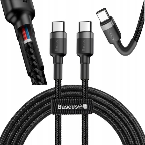 Baseus Cafule CATKLF-GG1 Pikalataus 3.0 3A USB-C PD 2.0 -kaapeli 100 cm ja 60 W:n pikalataustuki