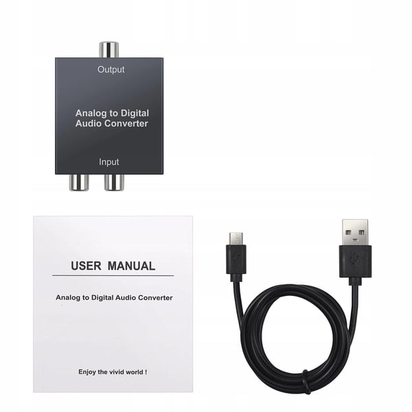 CINCH 2xRCA TIL TOSLINK SPDIF KONVERTER AUX ADAPTER ANALOG -> DIGITAL