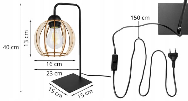 NATTBORDSLAMPA, TRÄLAMPA, BOLL LED