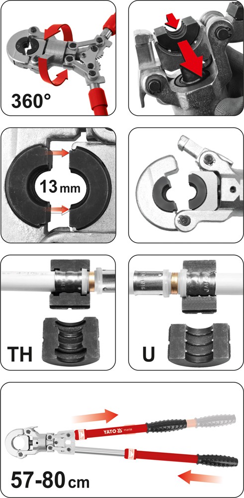 HANDPRESS FÖR KRIMNING AV PEX-AL-PEX-KOPPLINGAR - YT-21735