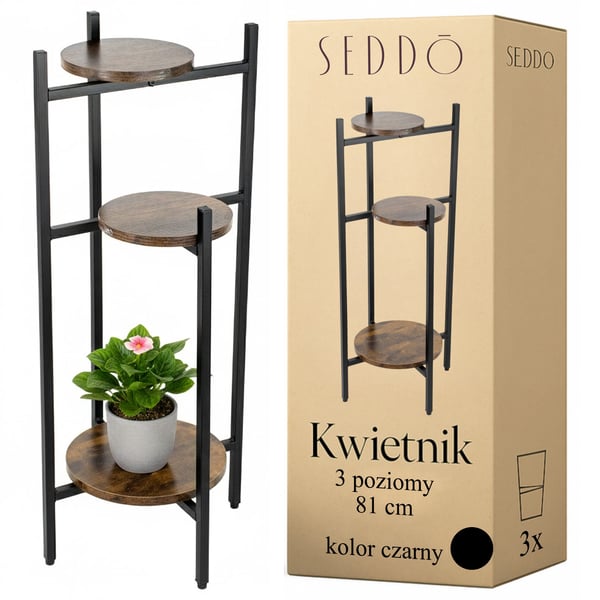 Seisova kukkateline, metallinen, musta, puinen, kukkateline, kukat, kasvit