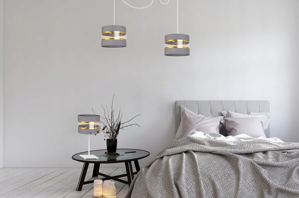 NATBORDLAMPE, ELEGANT GYLDET LAMPESKÆRM, 20 CM