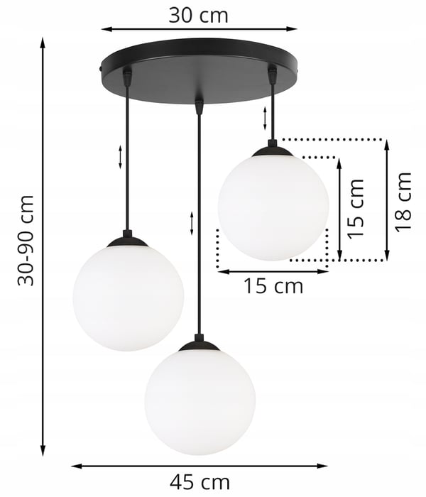 KATTOVALAISIN, PALLONMUOTOINEN, MUSTA, LED, 15 CM