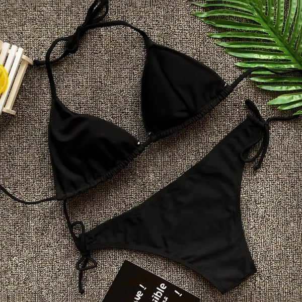 Todelt blomstret bikini badedragt med binding til stranden, poolen, L Todelt blomstret bikini badedragt med binding til stranden, poolen, L