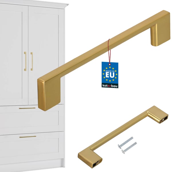 KOTARBAU køkkengreb klassisk moderne aflang mat guld 148 mm afstand 128 mm