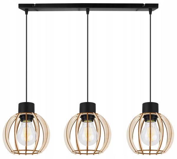 Hængende lampe, loftslysekrone, træ, LED lampeskærm