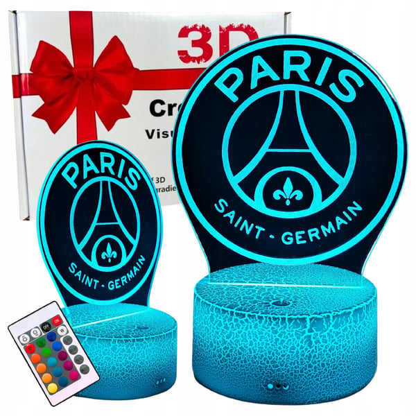 Paris Saint-Germain PSG 16 LED 3D Nattlampa för Barn + Fjärrkontroll