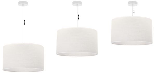 HVID JUTE HÆNGELAMPE 1 FLAD HVID LAMPESKÆRM 40CM E27