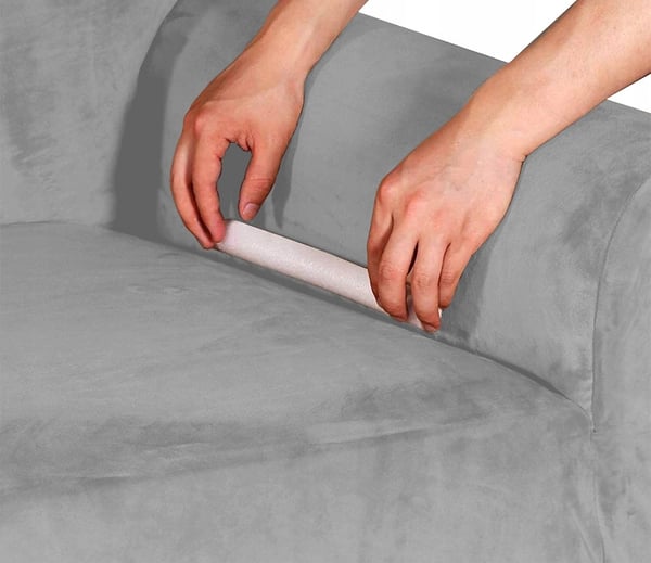 Vaaleanharmaa samettinen sohvanpäällinen 3 hengelle [22W3]