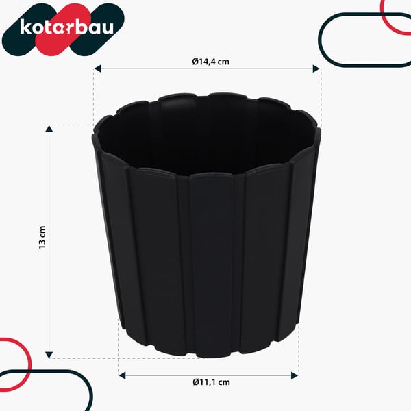 Muovinen kukkaruukku kukille ja yrteille parvekkeelle tai terassille, antrasiitti, 15 cm, 4 kpl.