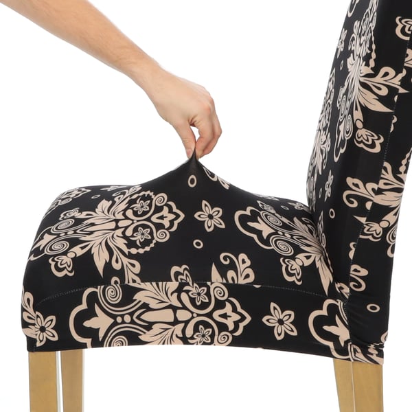 Tuolinpäällinen musta kuviollinen kuminauha [21P]