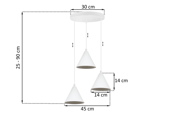 SOHO HÆNGELAMPE HVID 3-FAD 14CM E14