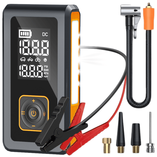 Booster Starthjälp Kompressor Pump Powerbank Ficklampa 8000mAh 4-i-1 Booster Starthjälp Kompressor Pump Powerbank Ficklampa 8000mAh 4-i-1