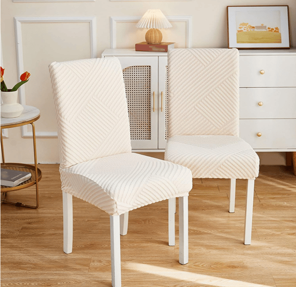 Tuolin päällinen, luonnonvalkoinen, jacquard-raidat [10-Z2-EC]