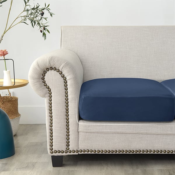 Sofaovertræk sammet marinblå 50-65cm