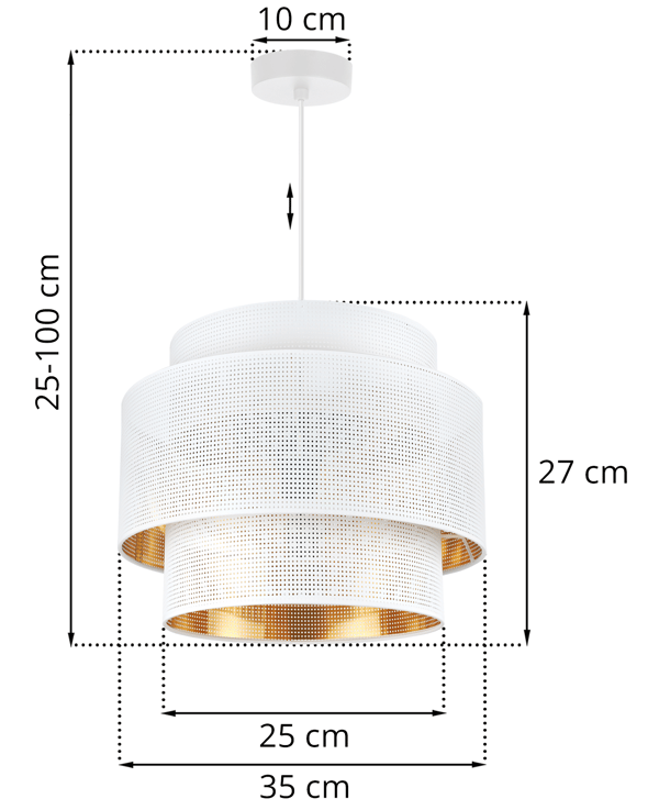 ASTI TRIO HÄNGLAMPA VITGULD 35CM MÄT